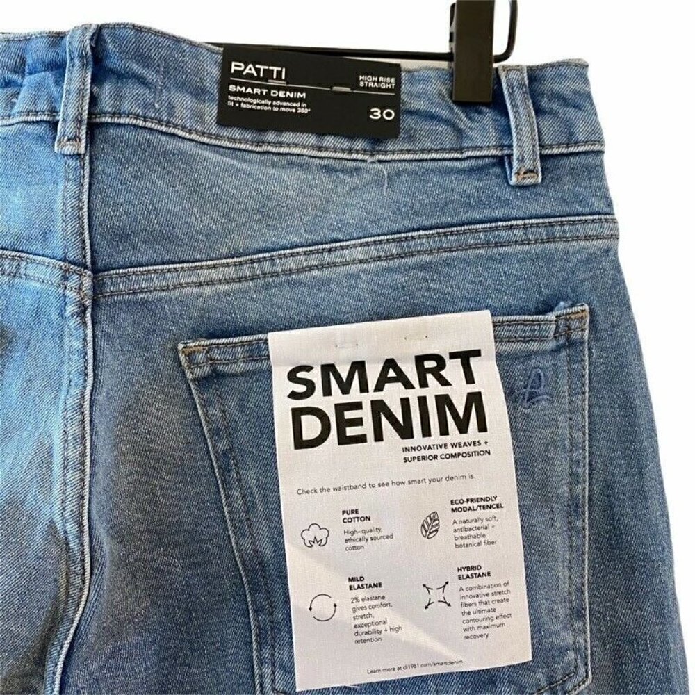 DL1961 Womens Patti Crop Straight Leg Jeans Blue Button Fly Stretch Denim 30 New - Picture 10 of 10